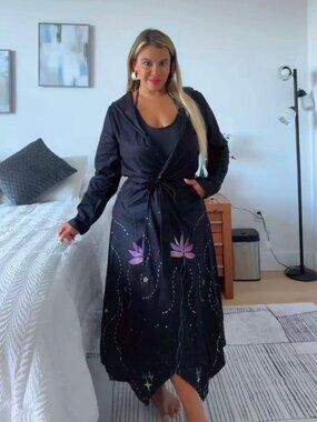 Women's lightweight mystical gothic long open-front cardigan casual autumn sweat